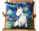 ПОДУШКА ДЕКОРАТИВНАЯ "СОБАКИ ВАН ГОГ, БУЛЬТЕРЬЕР" ТКАНЬ: ВЕЛЮР/ПОПЛИН, РАЗМЕР 40*40, МОЛНИЯ, ВНУТРЕННИЙ ЧЕХОЛ СОСТАВ: 1 СТОРОНА ПОЛИЭСТЕР 80%, ХЛОПОК 20%, 2 СТОРОНА ХЛОПОК 100%, АРТ.0251, норма - фото 1 - миниатюра