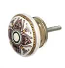 Ручка керамическая для мебели "Орнамент", цвет белый, рисунок сиреневый /300/6 - фото 1 - миниатюра