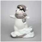 Фигурка "Белый мишка на сноуборде" 11,5*6,5*15,5 см (арт.248-171), норма - фото 1 - миниатюра