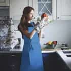 ФАРТУК ЛЕН,МОДЕЛЬ"ПАРИЖ" (НЕБЕСНО-ГОЛУБОЙ), ( КАРМАН, ЛЯМКИ, ПОЯС, РЕГУЛ. КОЛЬЦО), ПОЛУЛЕН, 70*80 ПАКЕТ, ФЛАЕР, АРТ.01058, норма - фото 1 - миниатюра