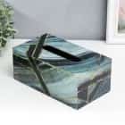 ШКАТУЛКА ДЛЯ САЛФЕТОК "МАЛАХИТ С ЗОЛОТЫМИ ТРЕЩИНАМИ" 9Х13Х23 СМ, МДФ 7503793, норма - фото 2 - миниатюра