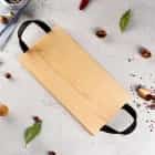 Доска разделочная 35х18 см, кожаные ручки, массив ясеня 6487239, норма - фото 1 - миниатюра