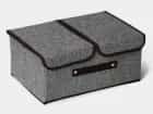 Короб для хранения с двойной крышкой 36х25х16 см "Тэри", цвет серый   5437332, норма - фото 1 - миниатюра