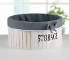 Корзина для хранения "Storage" деревянная круглая 23х23х11 см, большая, цвет белый  3954835, норма - фото 1 - миниатюра
