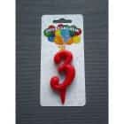 СВЕЧА ДЛЯ ТОРТА ЦИФРА "ОВАЛ" КРАСНАЯ "3"  2303037, норма - фото 1 - миниатюра