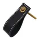 Ручка кожаная для мебели, цвет черный, шов белый /450/6 - фото 1 - миниатюра