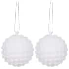 Набор игрушек ёлочных "Шар велюр" 2шт. 5 см, цвет: белый (кор=36 наб.) (арт.866-116), норма - фото 1 - миниатюра