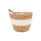 Корзина плетеная "Танзания" с ручкой, Д190 Ш190 В160, натуральный, белый, норма - фото 1 - миниатюра