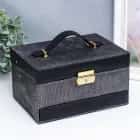 Шкатулка для украшений сундук "Мелкие квадратики. Чёрное серебро" 13х16,5х23 см, кожзам 7294831, норма - фото 1 - миниатюра