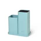 ПОДСТАВКА ДЛЯ НОЖЕЙ С ДВУМЯ ОТДЕЛЕНИЯМИ 10X10X23+10X10Х17СМ, ЦВЕТ ТИФФАНИ (ПЛАСТИК) (АРТ. 2873), норма - фото 1 - миниатюра