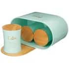 Хлебница Agness "Meadow" 34*18*20 см с 3-мя банками 11*14 см, мятн. (арт. 790-245), норма - фото 2 - миниатюра