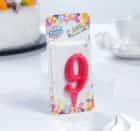 Свеча для торта цифра "Овал" красная "9", плёнка 2303043, норма - фото 1 - миниатюра