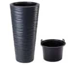 Кашпо круглое Sahara Slim с тех.гор d 35cм, h 68.5см, 43.7л (арт. 2790 антрацит 014), норма - фото 1 - миниатюра