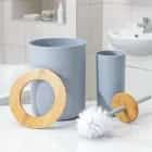 Набор для ванной "Вуди" 6 предметов (мыльница, дозатор, 2 стакана, ерш, ведро), цвет серый  7365454, норма - фото 2 - миниатюра