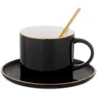 Чайная пара Lefard "Break time" 250 мл с ложкой, чёрная (кор=24наб.) (арт. 756-248), норма - фото 2 - миниатюра