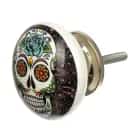 Ручка керамическая для мебели "Череп", цвет церный, рисунок цветной /246/6 - фото 1 - миниатюра