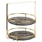 Блюдо 2-х ярусное "Черный мрамор" 22*22*27,5 см, п/у. (арт.1180052), норма - фото 1 - миниатюра