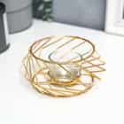 Подсвечник "Геометрическая оправа" 5,5х12,5х12,5 см золото, металл, стекло  5383708, норма - фото 1 - миниатюра