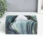 ШКАТУЛКА ДЛЯ САЛФЕТОК "МАЛАХИТ С ЗОЛОТЫМИ ТРЕЩИНАМИ" 9Х13Х23 СМ, МДФ 7503793, норма - фото 1 - миниатюра