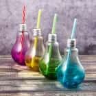 БОКАЛ ДЛЯ КОКТЕЙЛЯ С ТРУБОЧКОЙ 250 МЛ "ЛАМПОЧКА", ЦВЕТА МИКС 2601088, норма - фото 1 - миниатюра