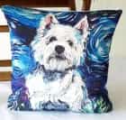 ПОДУШКА ДЕКОРАТИВНАЯ "СОБАКИ ВАН ГОГ, ТЕРЬЕР" ТКАНЬ: ВЕЛЮР/ПОПЛИН, РАЗМЕР 40*40, МОЛНИЯ, ВНУТРЕННИЙ ЧЕХОЛ СОСТАВ: 1 СТОРОНА ПОЛИЭСТЕР 80%, ХЛОПОК 20%, 2 СТОРОНА ХЛОПОК 100%, АРТ.0258, норма - фото 1 - миниатюра