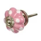 Ручка керамическая для мебели "В горох", цвет розовый, рисунок белый /300/6 - фото 1 - миниатюра