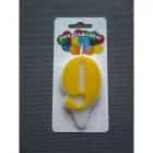 Свеча для торта цифра "9" Волна лимонная 1623634, норма - фото 1 - миниатюра