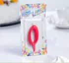 Свеча для торта цифра "Овал" красная "0", плёнка 2303034, норма - фото 1 - миниатюра