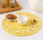 Салфетка декоративная Доляна "Тюльпаны" цвет желтый,d 30 см, 100% п/э, фетр   4016789, норма - фото 1 - миниатюра