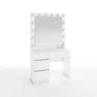 СТОЛ ТУАЛЕТНЫЙ С ЛАМПОЧКАМИ (ТИП 3) (4ЯЩ.) (1000*420*1780ММ) (белый (легкий шелк)) - фото 1 - миниатюра