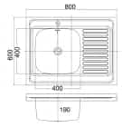EMAR, мойка накладная 800*600мм (арт. T6080RQ) (чаша выпуска, система слива) - фото 3 - миниатюра