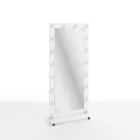 ЗЕРКАЛО С ЛАМПОЧКАМИ БОЛЬШОЕ, С ПОЛКОЙ, НА КОЛЕСИКАХ (800*1800 ММ) (белый шагрень) - фото 1 - миниатюра