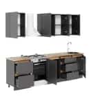 АЙДЕН (серый графит/серый графит/столешница (0,5м+1,0 м+0,5м), дуб вотан 26мм) - фото 3 - миниатюра