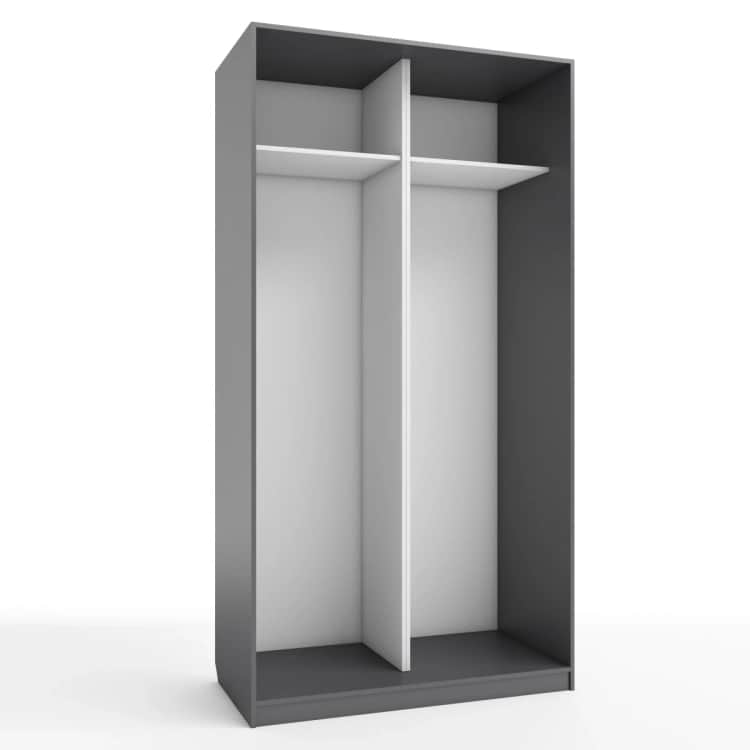 КОРПУС ШКАФА 1200*600*2300 ММ С АНТРЕСОЛЬНЫМИ ПОЛКАМИ, Корпус: ГРАФИТ, Наполнение: БЕЛЫЙ шагрень, норма