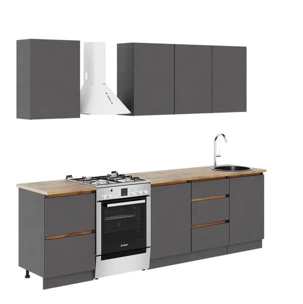 АЙДЕН, серый графит/серый графит/столешница (0,5м+1,0 м+0,5м), дуб вотан 26мм, норма