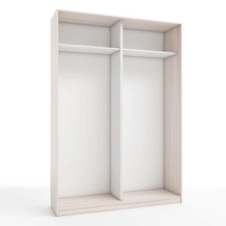 КОРПУС ШКАФА 1600*450*2300 ММ С АНТРЕСОЛЬНЫМИ ПОЛКАМИ, Корпус: ЯСЕНЬ СВЕТЛЫЙ, Наполнение: БЕЛЫЙ шагрень, норма