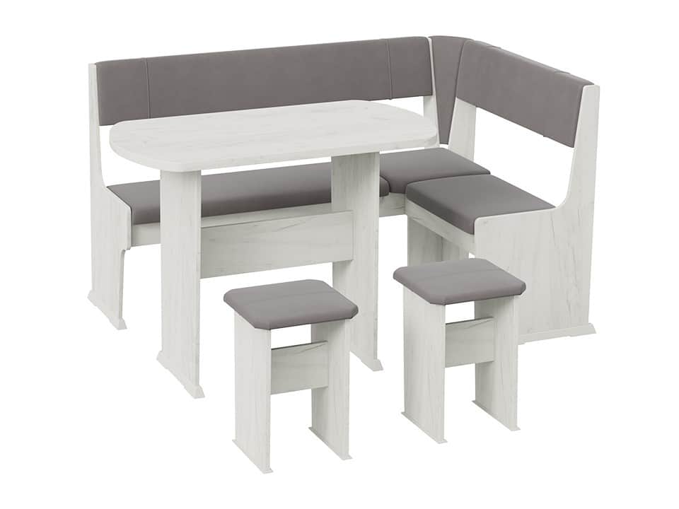 РИО, дуб крафт белый/микровелюр duna steel, норма