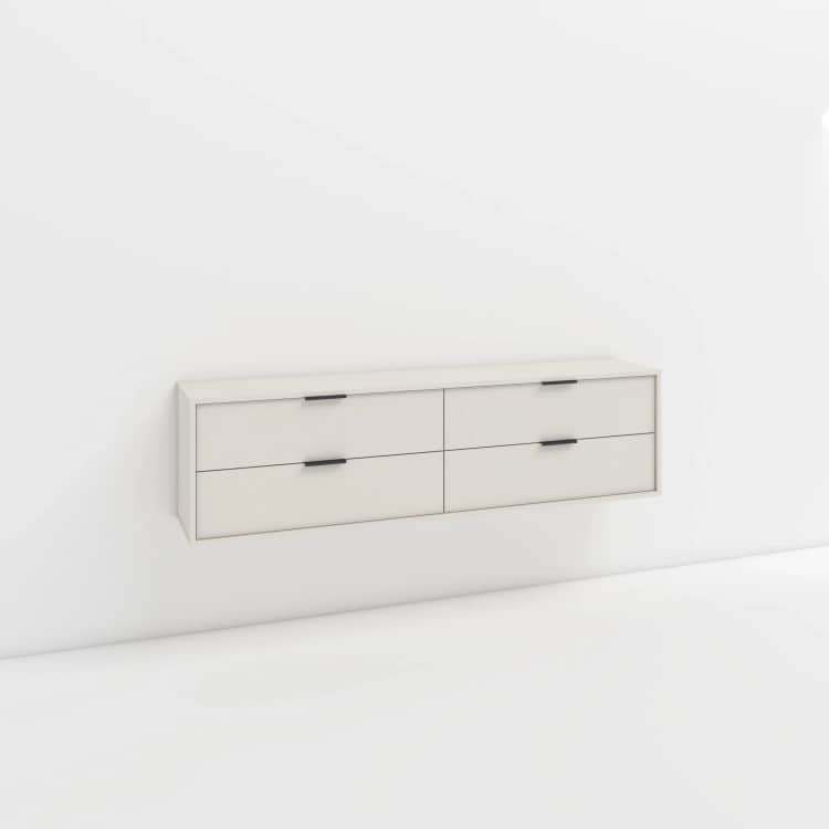 BORG, КОМОД ПОДВЕСНОЙ 4 ЯЩ. (1600*320*432), тэффи (легкий шелк)/ ручка СА-1, цвет - черный, норма