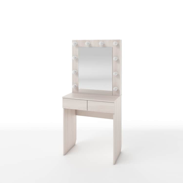 СТОЛ ТУАЛЕТНЫЙ С ЛАМПОЧКАМИ (ТИП 1) 700Х420Х1530ММ, ясень светлый, норма