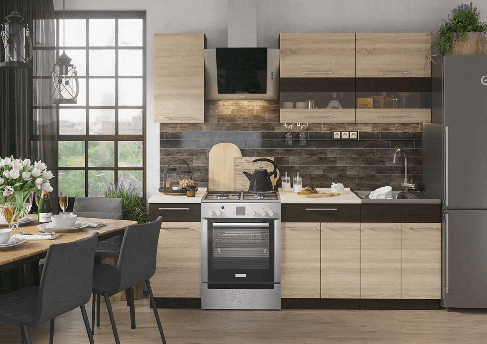 МАША-2, корпус: венге/фасад: дуб сонома/ венге/столешница: антарес, норма