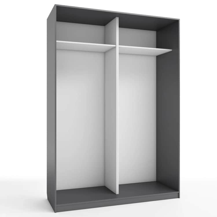 КОРПУС ШКАФА 1600*600*2300 ММ С АНТРЕСОЛЬНЫМИ ПОЛКАМИ, Корпус: ГРАФИТ, Наполнение: БЕЛЫЙ шагрень, норма