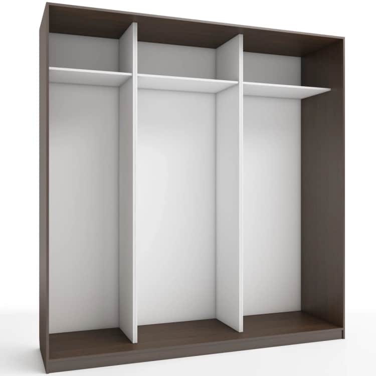 КОРПУС ШКАФА 2200*600*2300 ММ С АНТРЕСОЛЬНЫМИ ПОЛКАМИ, Корпус: ВЕНГЕ ТЕМНЫЙ, Наполнение: БЕЛЫЙ шагрень, норма