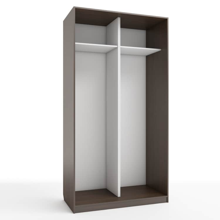 КОРПУС ШКАФА 1200*600*2300 ММ С АНТРЕСОЛЬНЫМИ ПОЛКАМИ, Корпус: ВЕНГЕ ТЕМНЫЙ, Наполнение: БЕЛЫЙ шагрень, норма