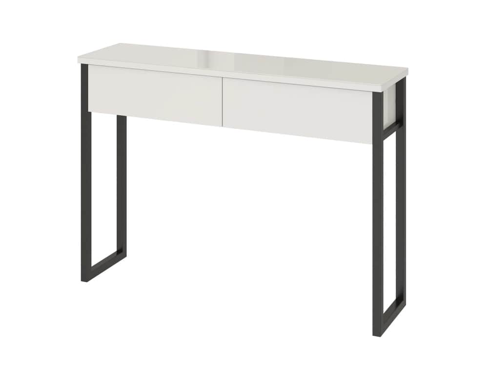 КОНСОЛЬ (АРТ.СТ062.0/ (АРТ.22.155)) 1208*308*950ММ, ЛДСП Белый Бриллиант/МЕТАЛЛ Черный Муар (0156/0009), норма