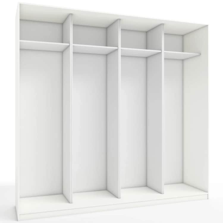 КОРПУС ШКАФА 2400*600*2300 ММ С АНТРЕСОЛЬНЫМИ ПОЛКАМИ, Корпус: БЕЛЫЙ шагрень, Наполнение: БЕЛЫЙ шагрень, норма