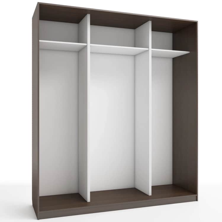 КОРПУС ШКАФА 2000*600*2300 ММ С АНТРЕСОЛЬНЫМИ ПОЛКАМИ, Корпус: ВЕНГЕ ТЕМНЫЙ, Наполнение: БЕЛЫЙ шагрень, норма