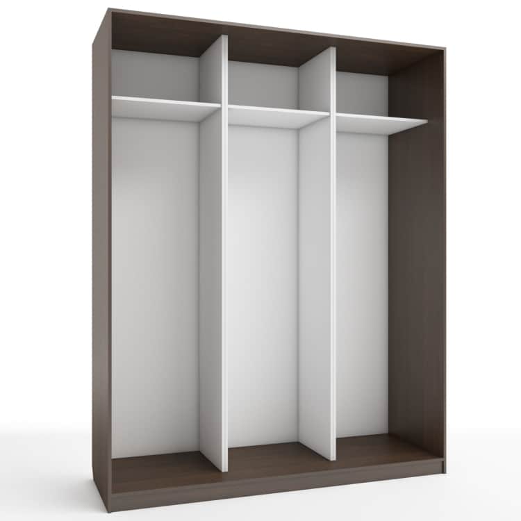 КОРПУС ШКАФА 1800*600*2300 ММ С АНТРЕСОЛЬНЫМИ ПОЛКАМИ, Корпус: ВЕНГЕ ТЕМНЫЙ, Наполнение: БЕЛЫЙ шагрень, норма