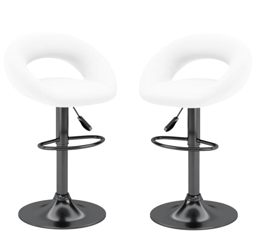 Стул барный (арт. ZS-603), опора ЧЕРНЫЙ (комплект 2 шт.), PU белый (к/з белый), норма