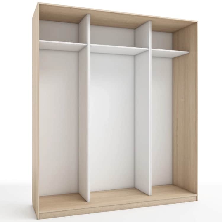 КОРПУС ШКАФА 2000*600*2300 ММ С АНТРЕСОЛЬНЫМИ ПОЛКАМИ, Корпус: ДУБ СОНОМА, Наполнение: БЕЛЫЙ шагрень, норма