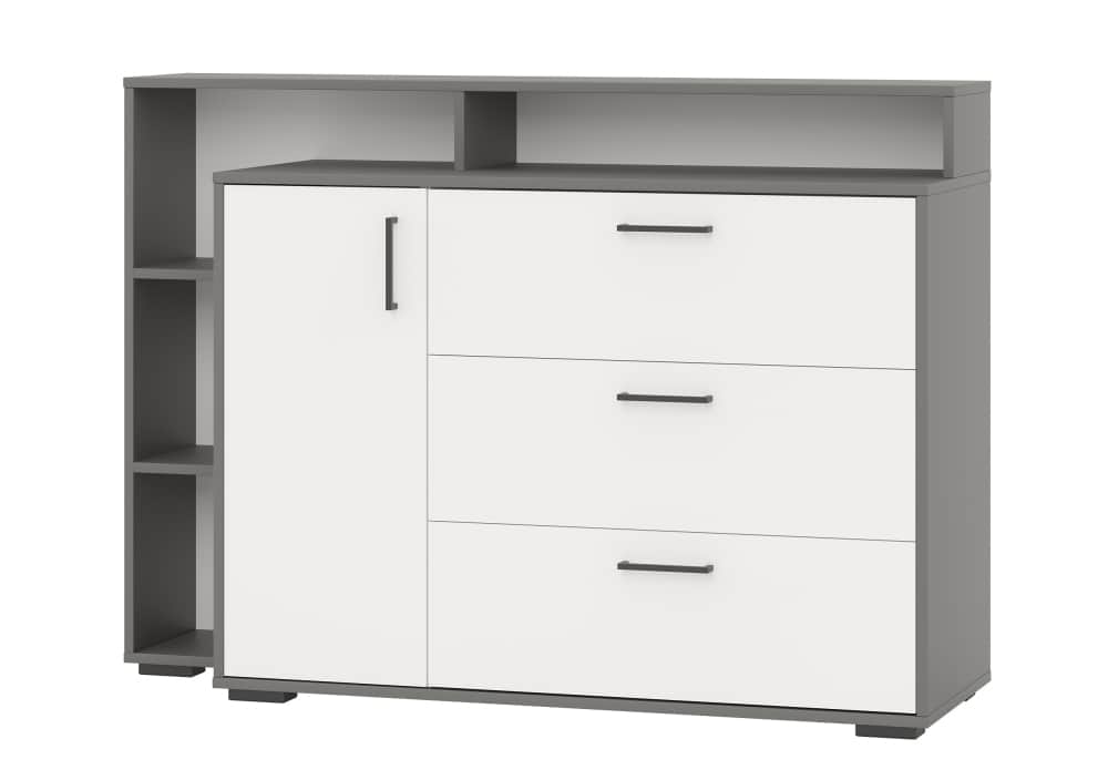 КОМОД С ДВЕРКОЙ И 3ЯЩ. (АРТ. 4-4423) (1320*430*935 ММ), графит/белый, норма